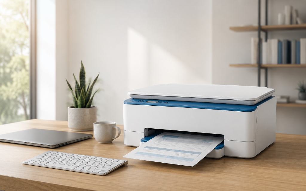 Premium Wireless Printer setup in a modern clean workspace